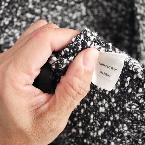 J. Jill Cotton Knit Cardigan - Black & White Long Sleeve - Size Large - Picture 4 of 5